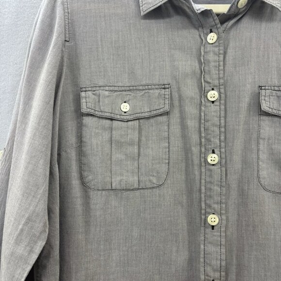 J. CREW The Perfect Shirt Button Down Gray Roll-Tab‎ Long Sleeve Shirt SZ Large - Picture 2 of 11